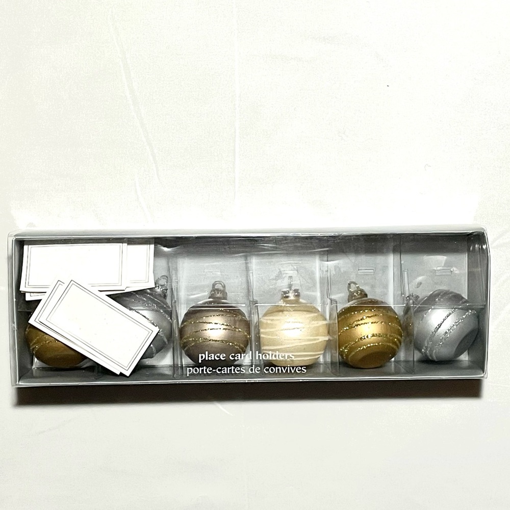 Pier 1 Imports Holiday Christmas Ornament Glass Place Card Holders Brand New